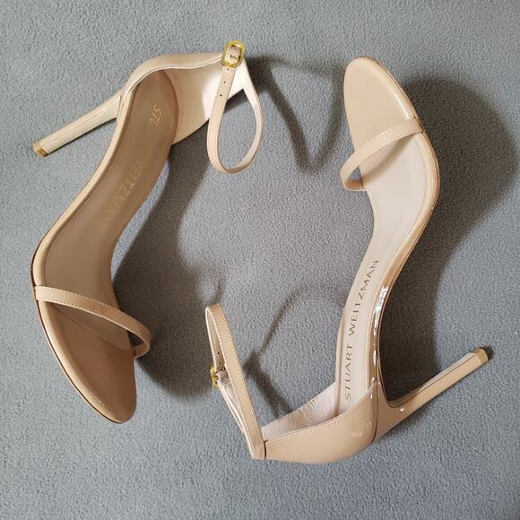 Stuart Weitzman Nudistsong Heels Adobe 8.5 STUA-WZ128 Tan Brown Patent Leather - Picture 5 of 16